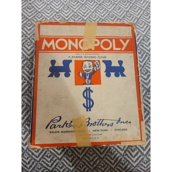 Vintage 1935 Blue Monopoly Board Game 99% Complete